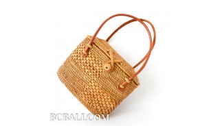 exotic hand woven rattan handbag ethnic design from bali